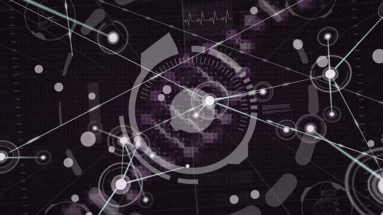 데이터 처리와 연결 네트워크를 가로지르는 dna 가닥의 애니메이션