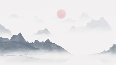 중국 스타일의 잉크 페인팅 산