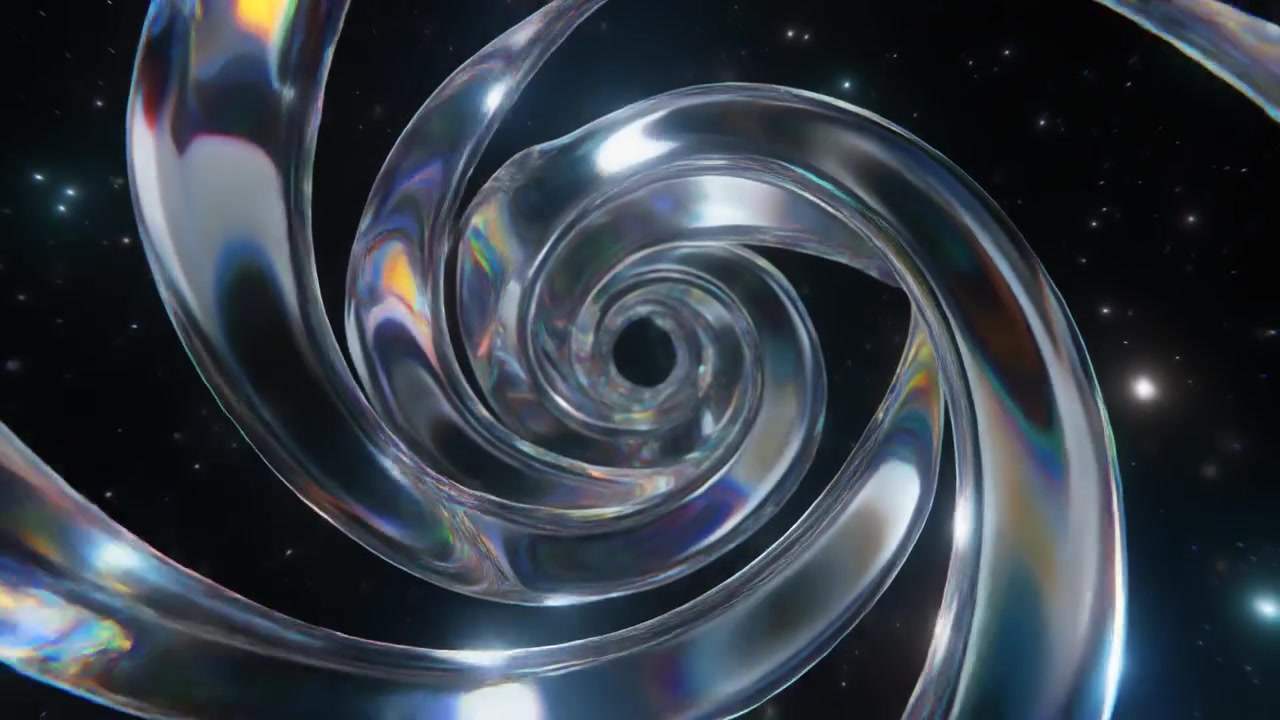 Abstract Rotating Glass Spiral Tunnel in Deep Space