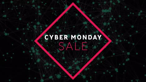 Animación-Del-Texto-De-Venta-Del-Cyber-Monday-A-Través-De-Redes-De-Conexiones.