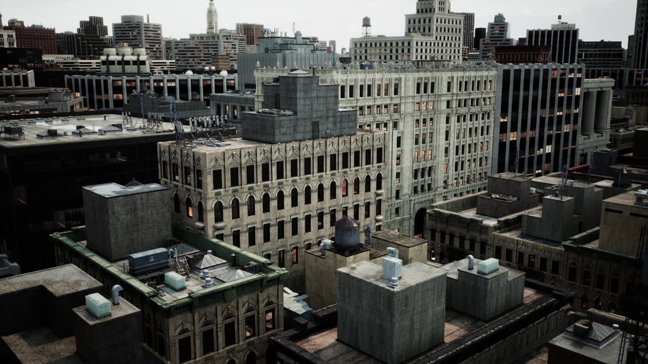 저녁 에 도시 풍경 을 공중 에서 볼 수 있다