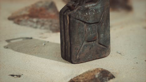 old rusty fuel canister in the desert