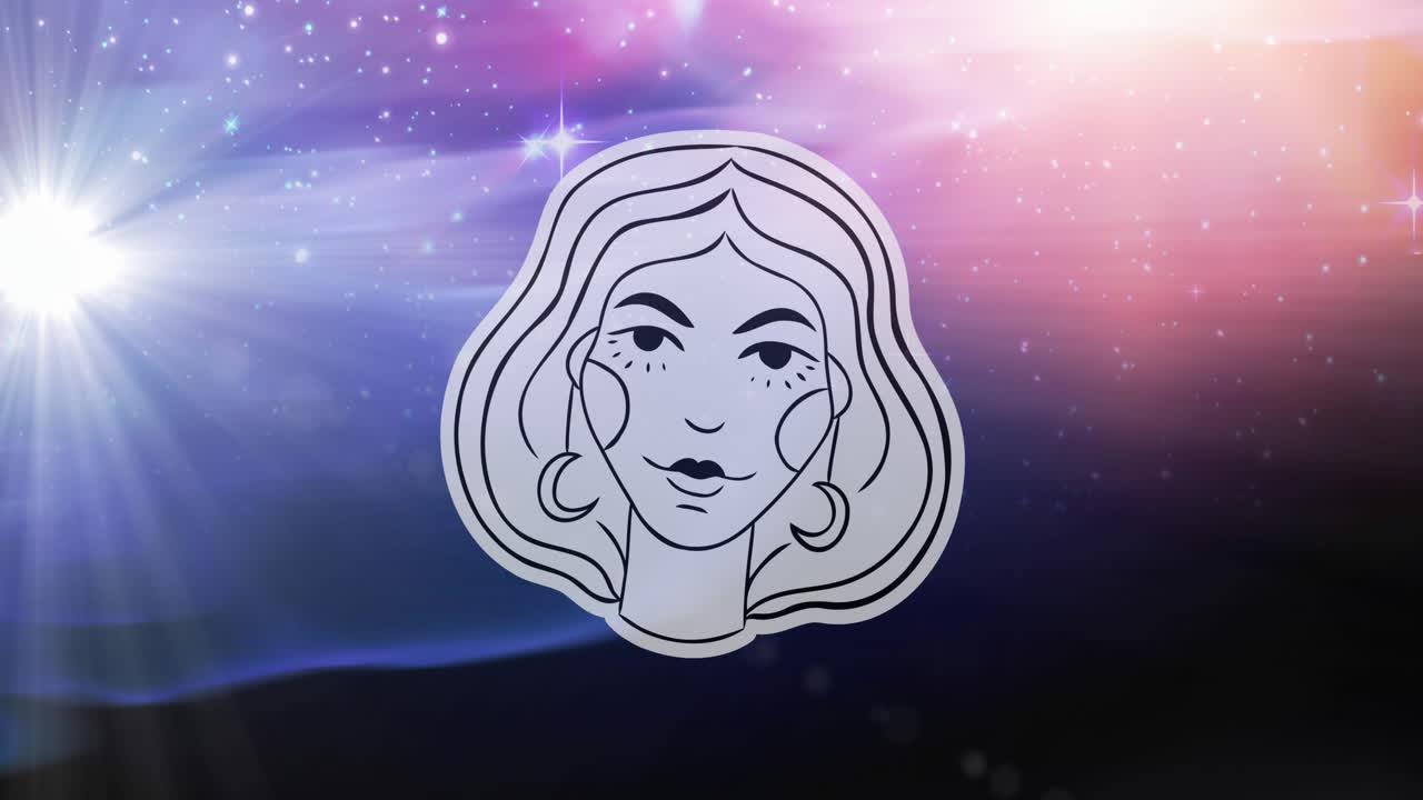 animación del símbolo del signo de la estrella de virgo sobre las estrellas brillantes