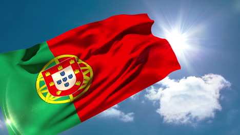 portugese national flag blowing in the breeze