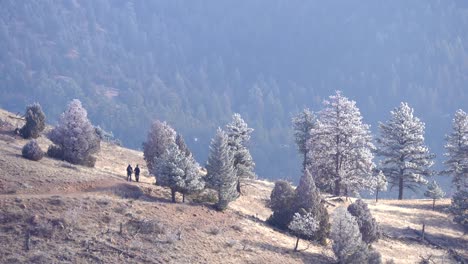 people hiking in rugged trail in the rocky mountains