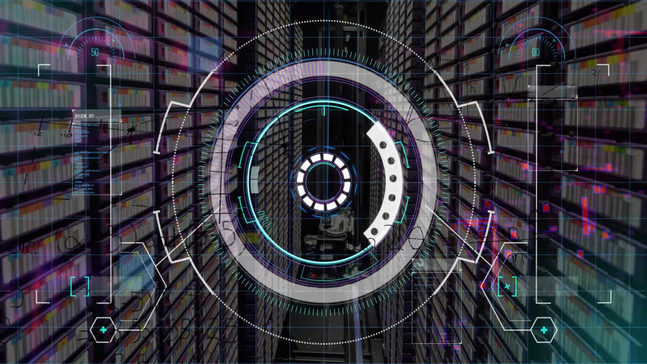 Animation of data processing over server room