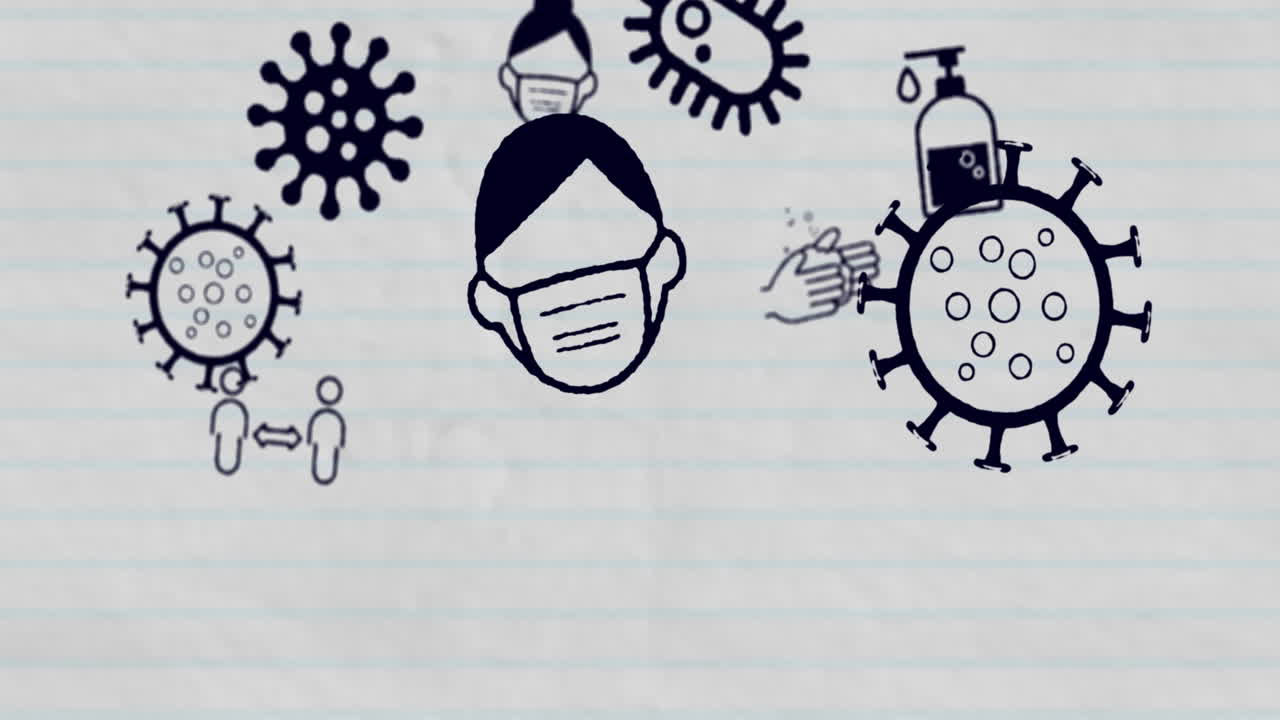 клетки коронавируса маскируют легкие социальное дистанцирование плавающие синие иконы