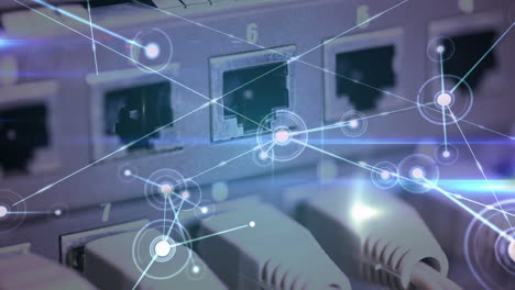 animación de la red de conexiones a través del hardware del servidor informático