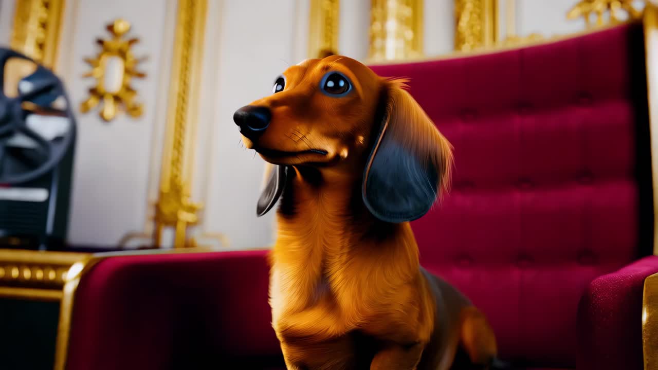 Teckel dans un cadre royal