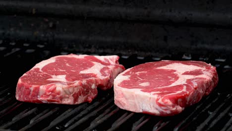 dos bistecs crudos preparándose para cocinar a la parrilla