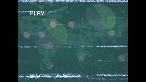 animación de pantalla con interfaz y red de conexiones y procesamiento de datos