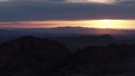 sunset over las vegas from the mountains