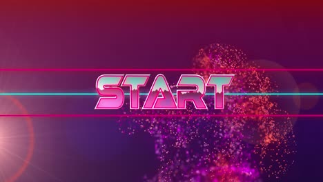 Animation-of-start-text-over-red-shapes-on-red-background