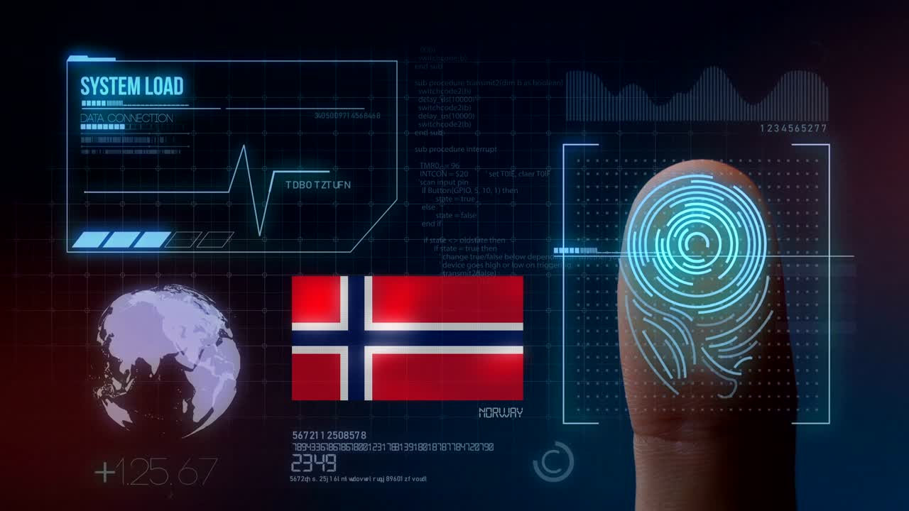 Finger Print Biometric Scanning Identification System. Norway Nationality