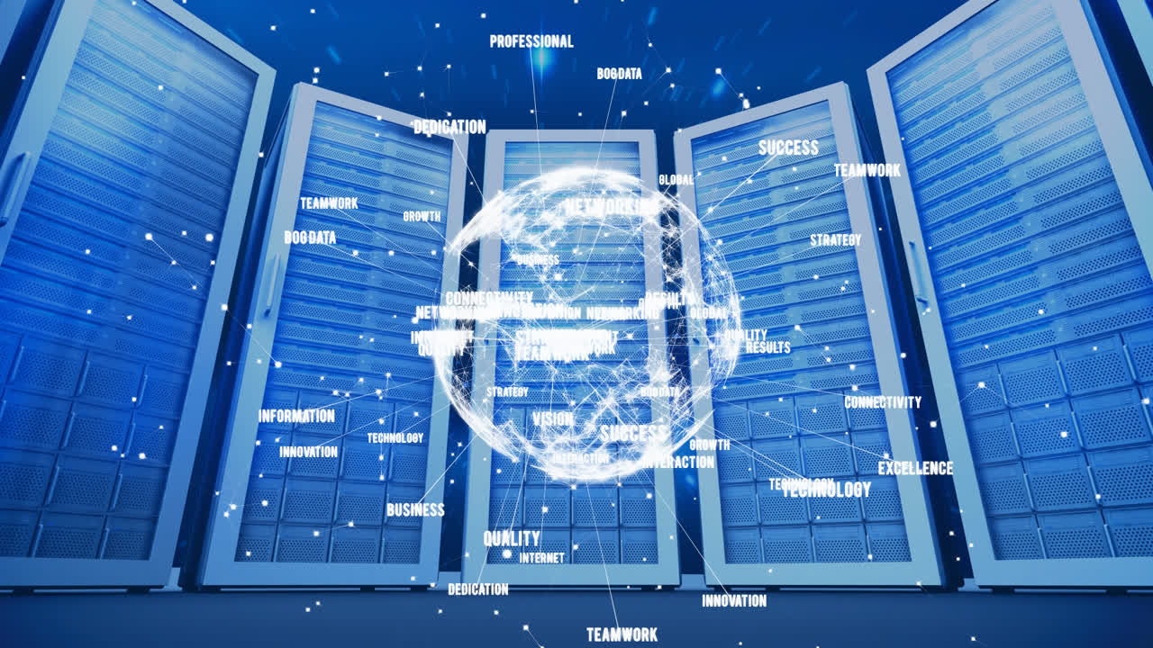 Digital jordklode med data og et servernettverk i bakgrunnen