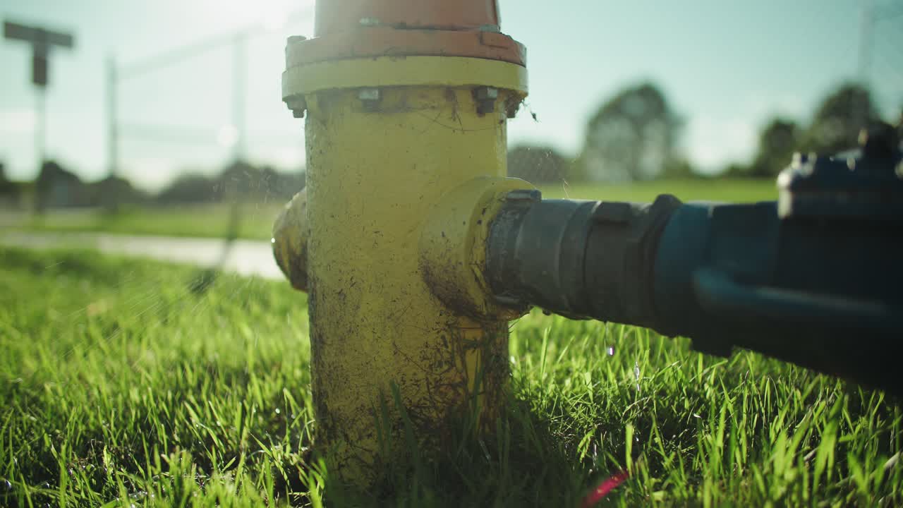 Acqua che gocciola da un tubo dell'idrante antincendio che perde