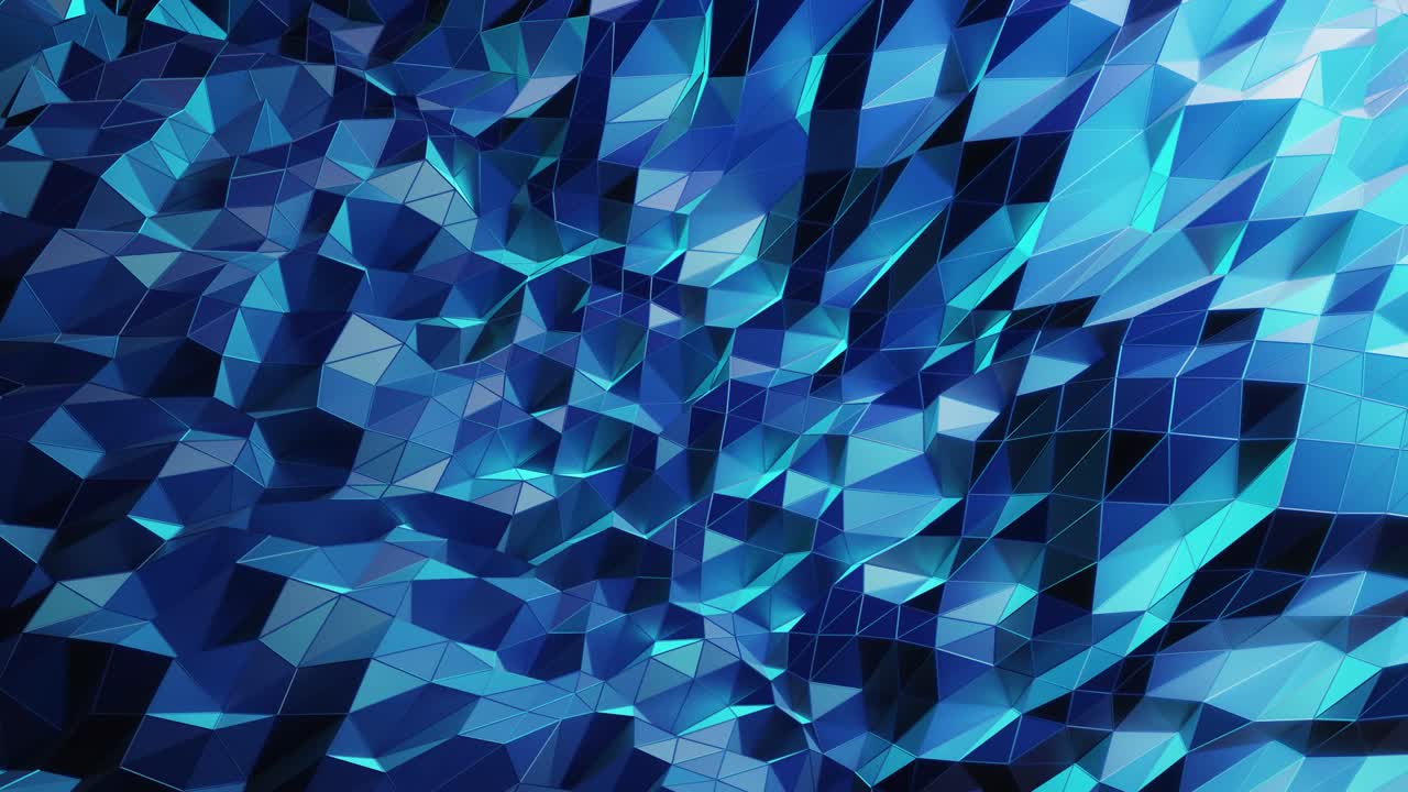 스타일리시 크리에이티브 어브스트랙티브 로우 폴리 배경 4k, 룩으로 반이는 표면 위에서 움직이는 추상적인 파동, 부드러운 부드러운 원활한 애니메이션, 간단한 미니멀리즘 기하학, 블루 그라디언트 색상
