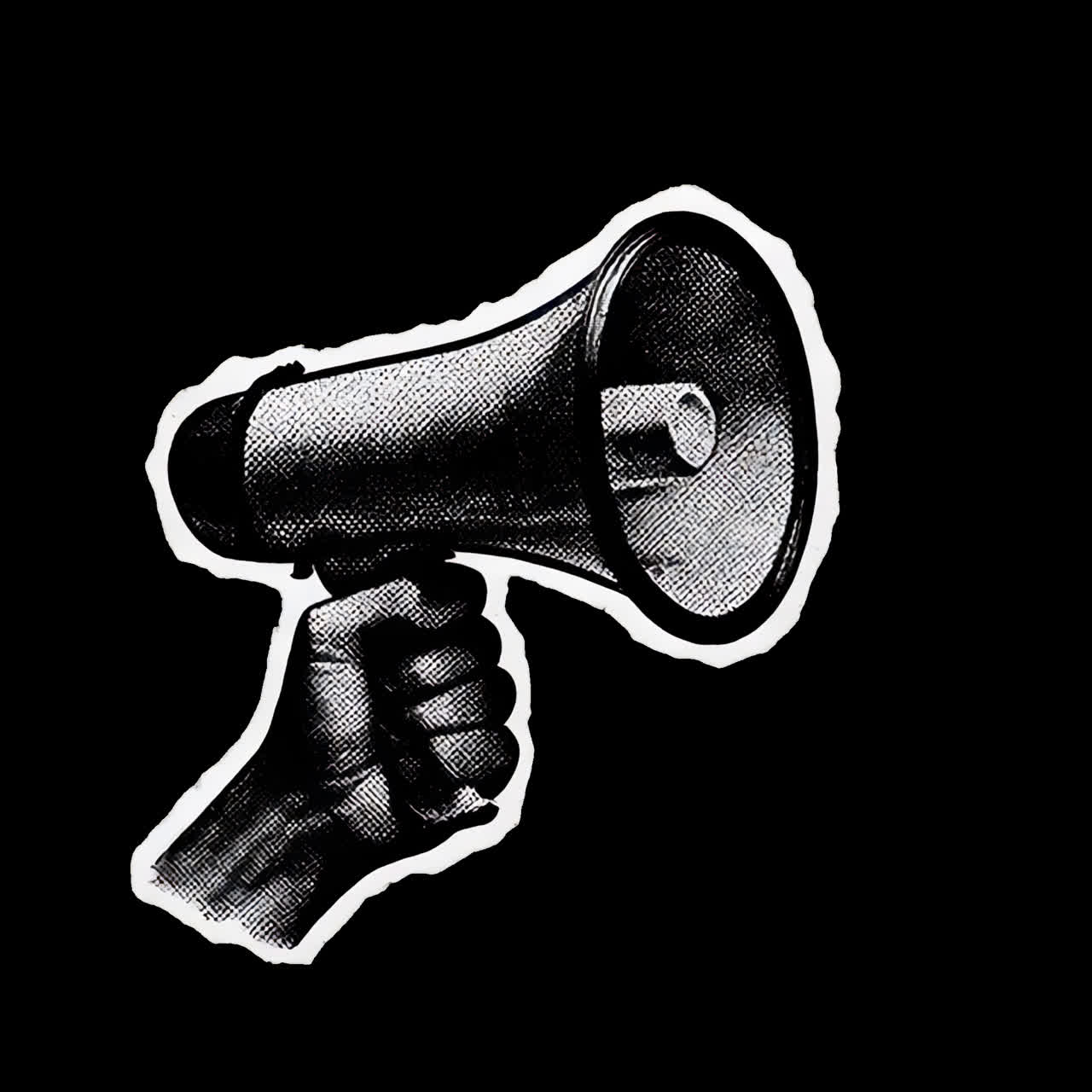 Vintage megaphone illustration design animation isolated asset, transparent 4K video, alpha channel