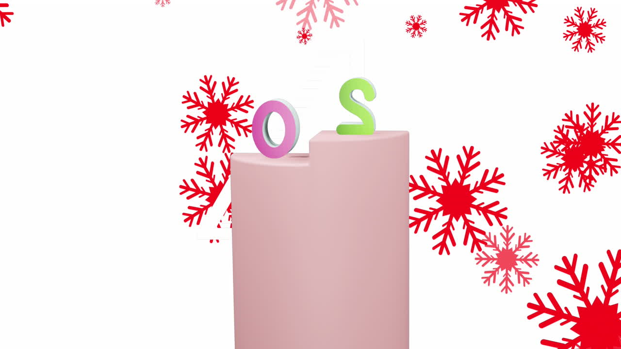 animación del texto de 2023 y decoraciones navideñas en el fondo