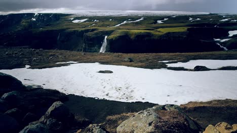 icelandic landscape with waterfall