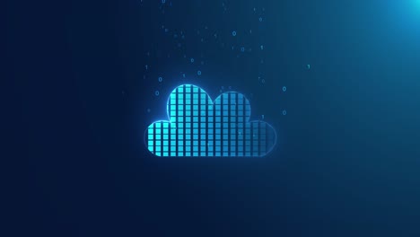 digital cloud computing concept with binary data flow