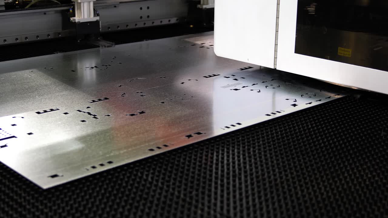 CNC Laser cutting of metal, modern industrial technology.