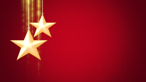 Animated-closeup-motion-gold-Christmas-stars-on-red-background