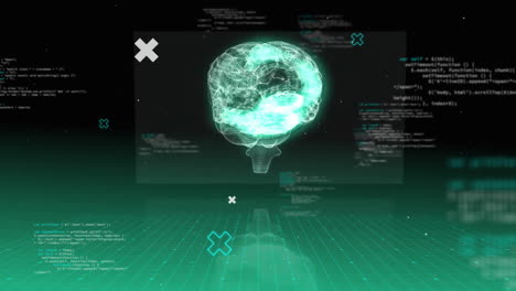 Animation-of-human-brain-and-data-processing-over-dark-background