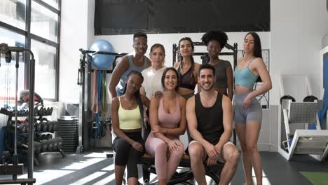 happy fitness group celebrating