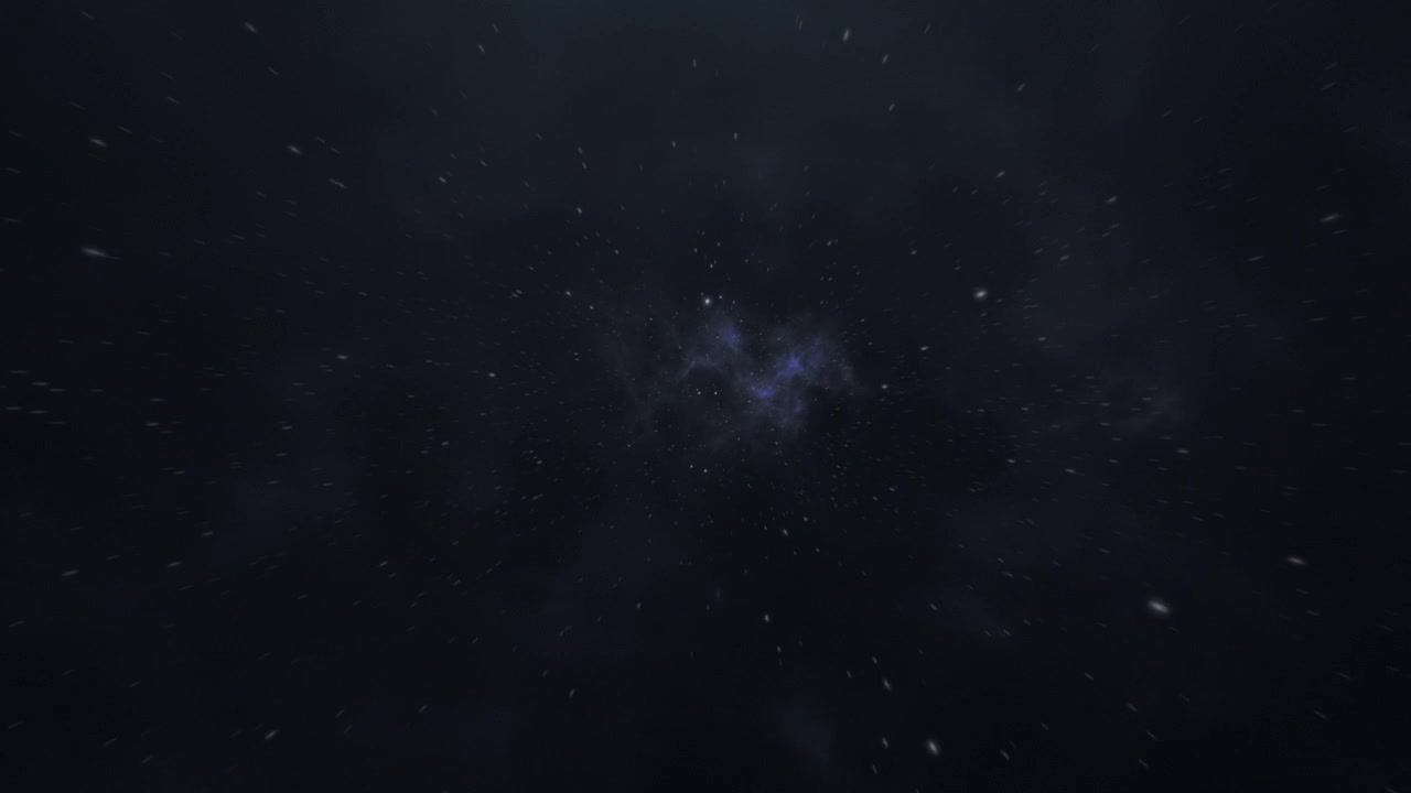 Volando a través del espacio profundo, pasando estrellas, relámpagos espaciales, nebulosa brillante, resplandor, vuelo espacial cinematográfico POV, galaxia