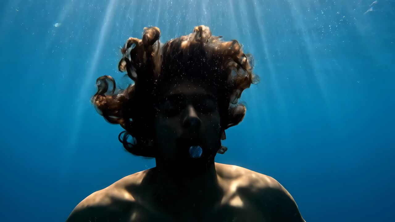 Underwater view with bubbles