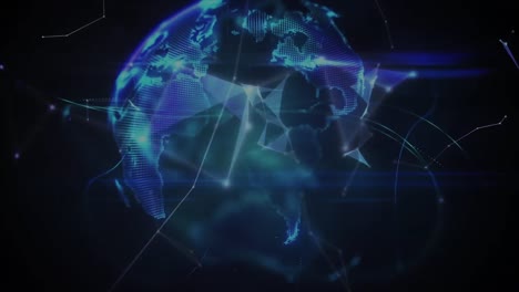 animación de la red de conexiones y el globo sobre fondo negro