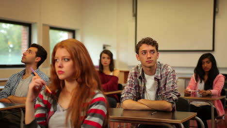 nervous students waiting for their exam