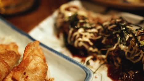 delicious gyoza and yakisoba dishes served