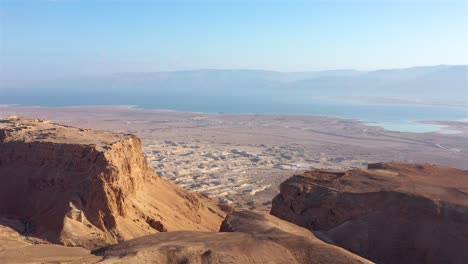 panoramic view of the dead sea and desert landscape from a high vantage point