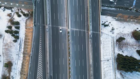 An-aerial-perspective-captures-the-Qingdao-Yinchuan-Expressway-in-Shandong-Province,-China,-with-car-traffic-flowing-below