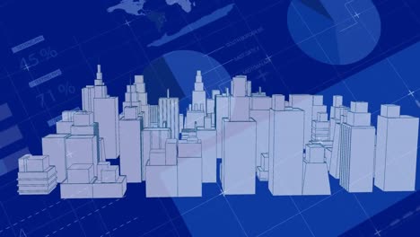 Animation-Eines-3D-Architekturmodells-Einer-Modernen-Stadt