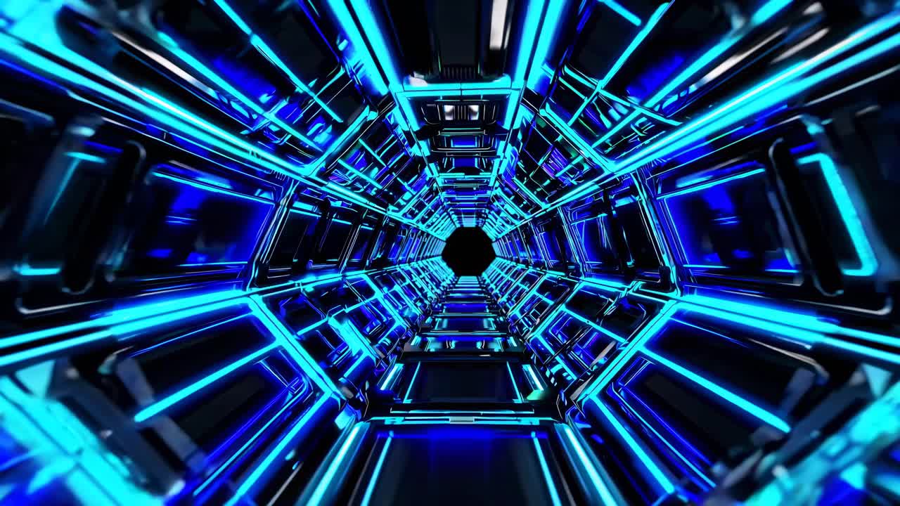 Tunnel al neon futuristico