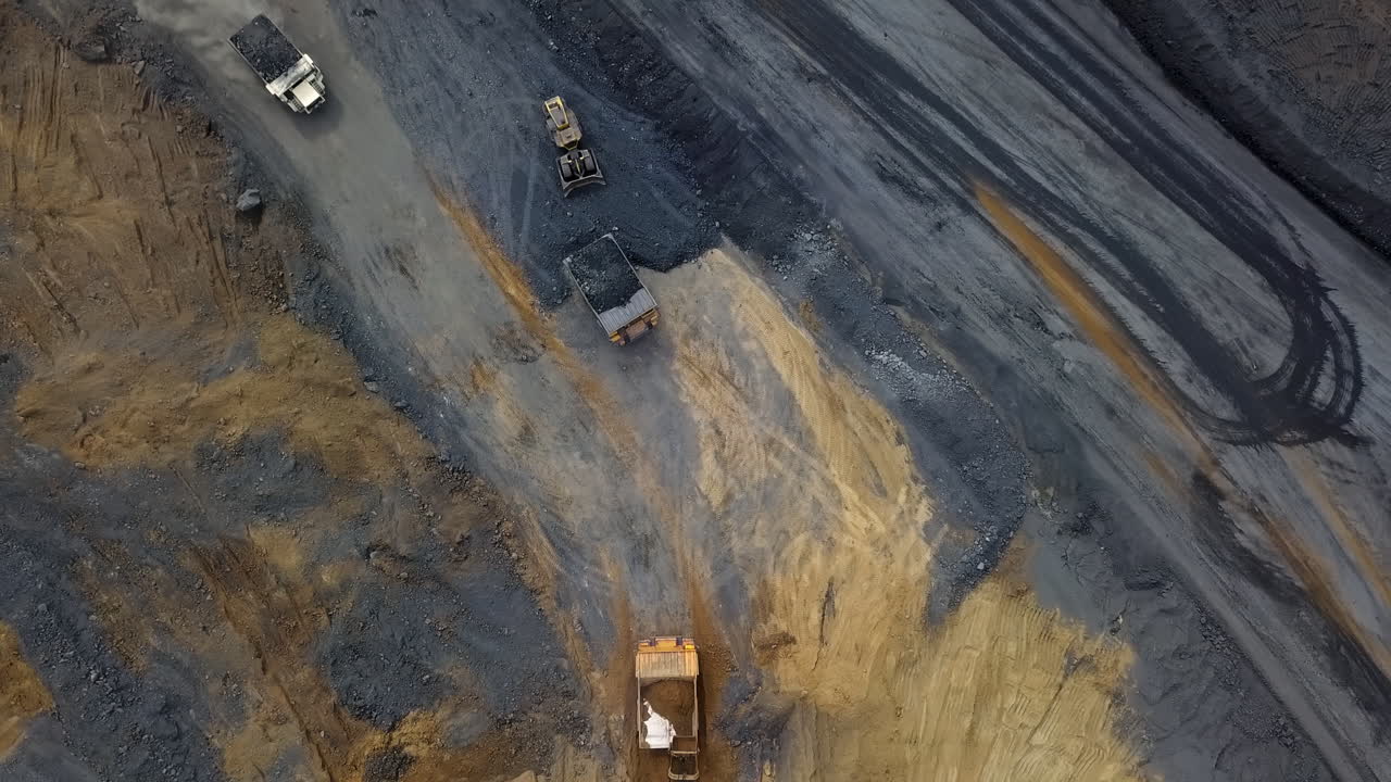 Aerial view of open pit mining operation