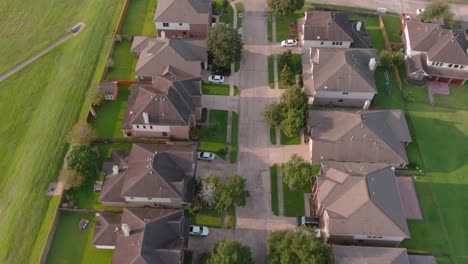 birds eye view of suburban homes just outside of houston, texas