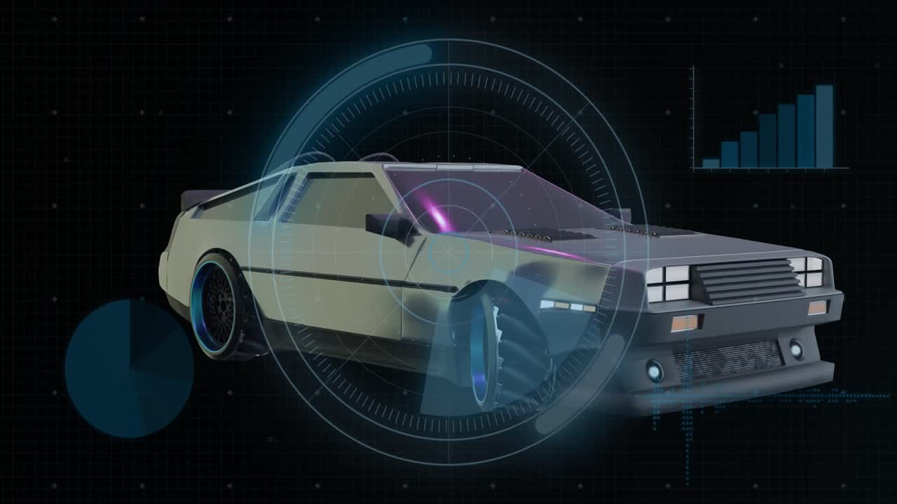 자동차 운전 통계에 대한 디지털 인터페이스의 애니메이션