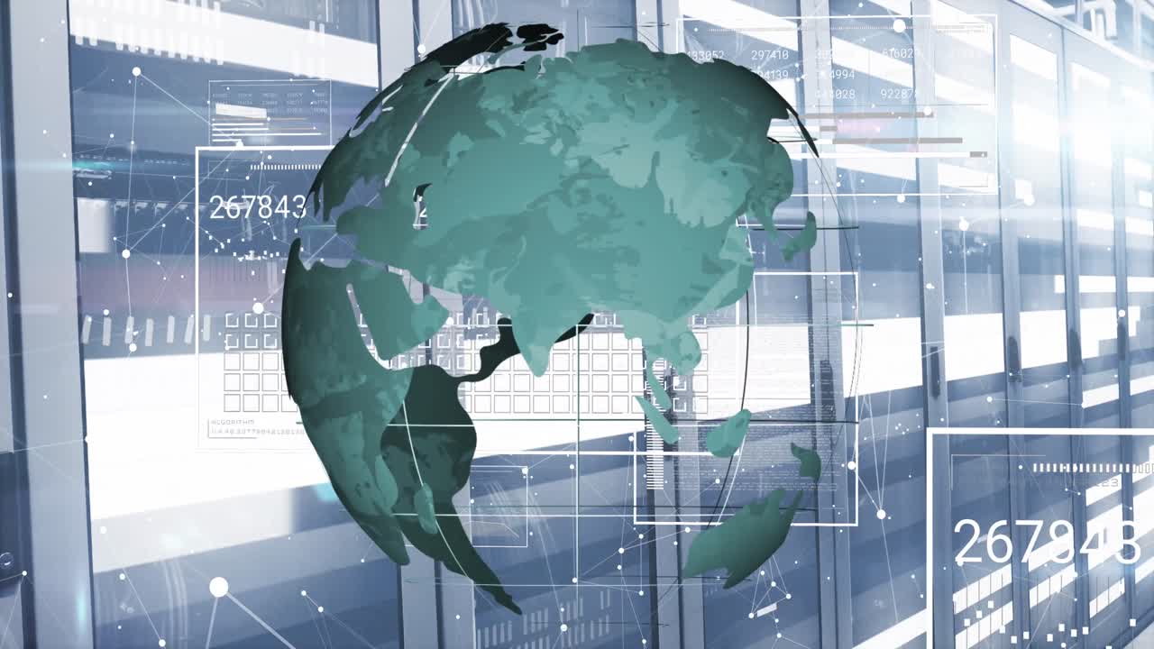 서버  ⁇ 을 통해 데이터 처리를 하는 지구의 애니메이션