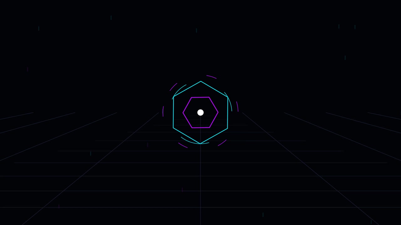 Abstract Geometric Hexagon Animation with Pulsing Neon Lines