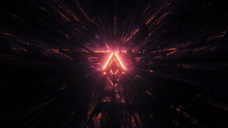 sci fi motion graphic rhombus and triangle tunnel designs, red, orange and pink