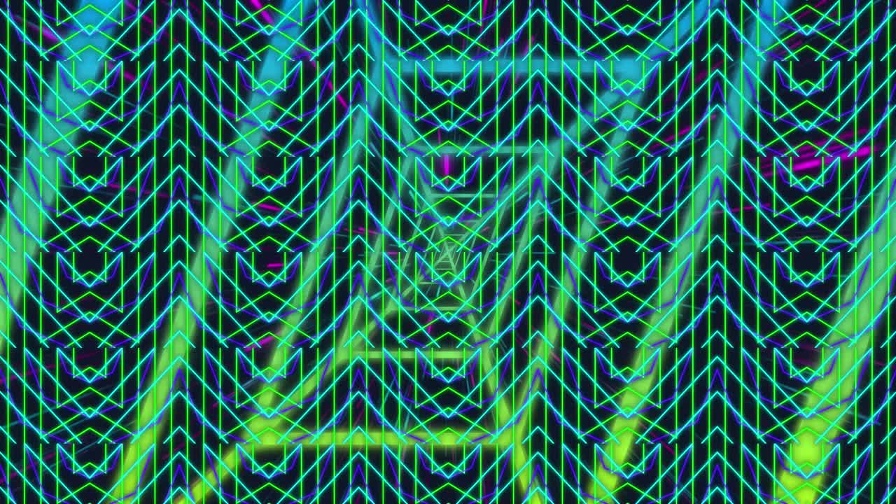 animación de formas de neón coloridas que se mueven sobre un fondo negro