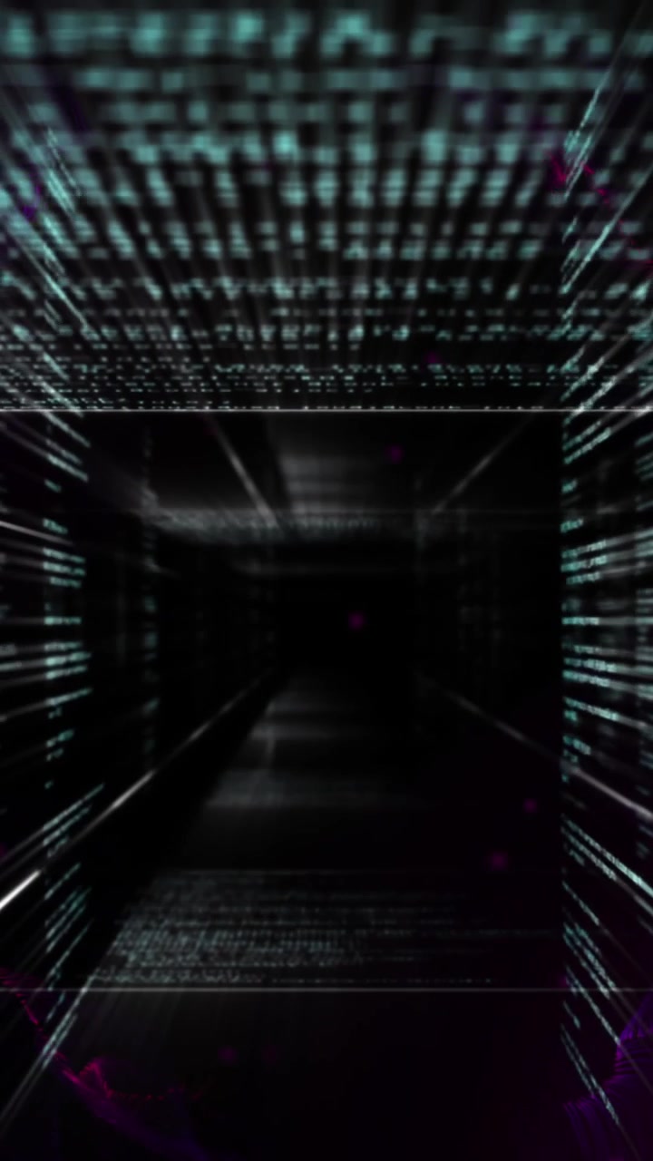 Animation of data processing over black background