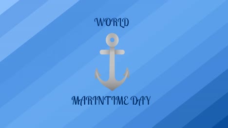 animation of world maritime day text over anchor