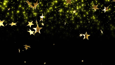 animation of gold stars falling on black background