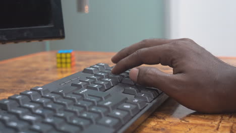 keyboard typing hand on using computer