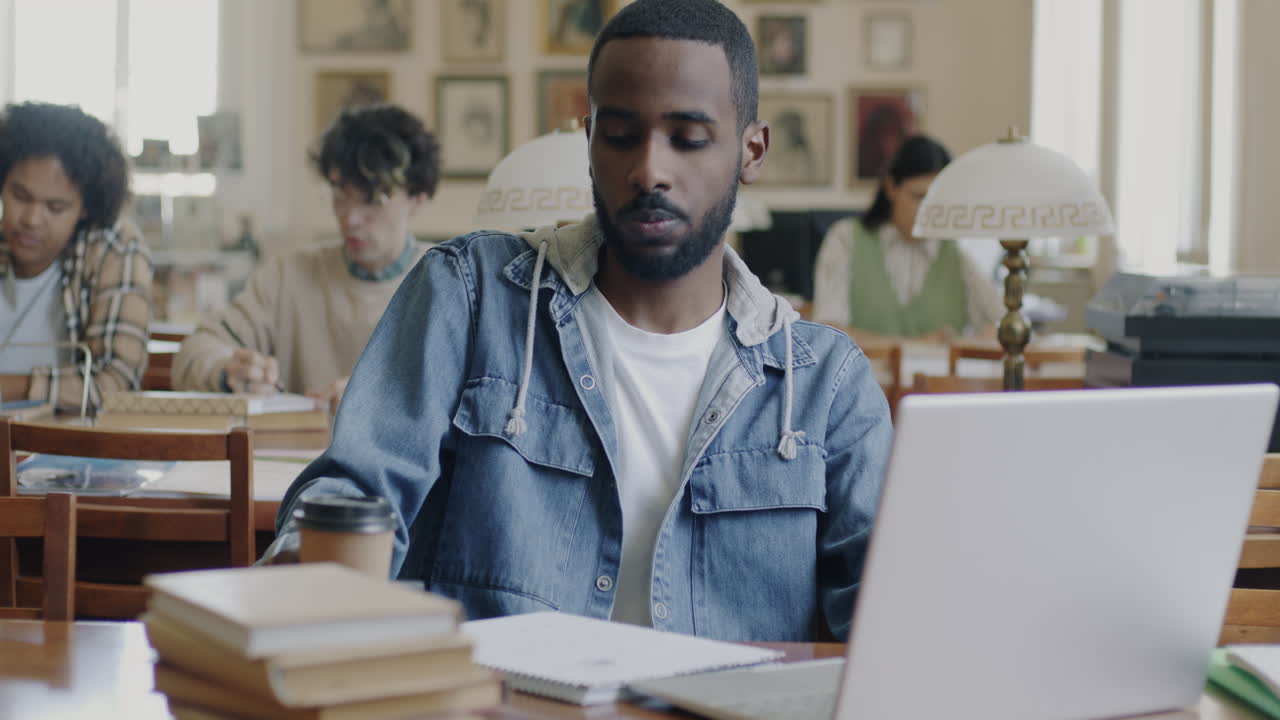 Students studying in a library
